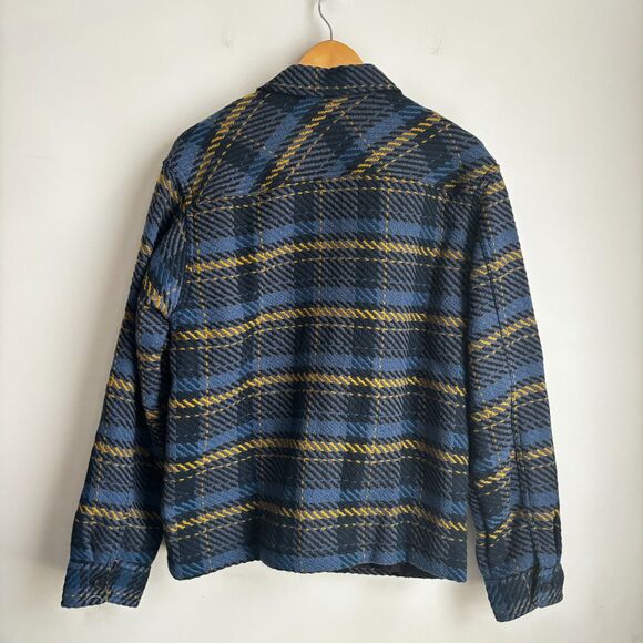 Goodfellow & Co Men's Thick Plaid Woven Shacket In Navy blue Medium - Picture 5 of 12